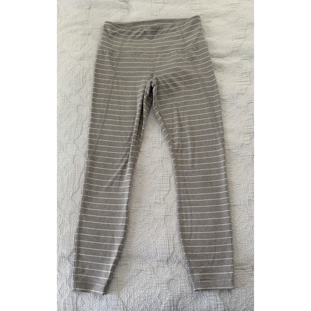 Athleta Womens Salutation Stripe 7/8 Ankle Tight Leggings Size Small Gray